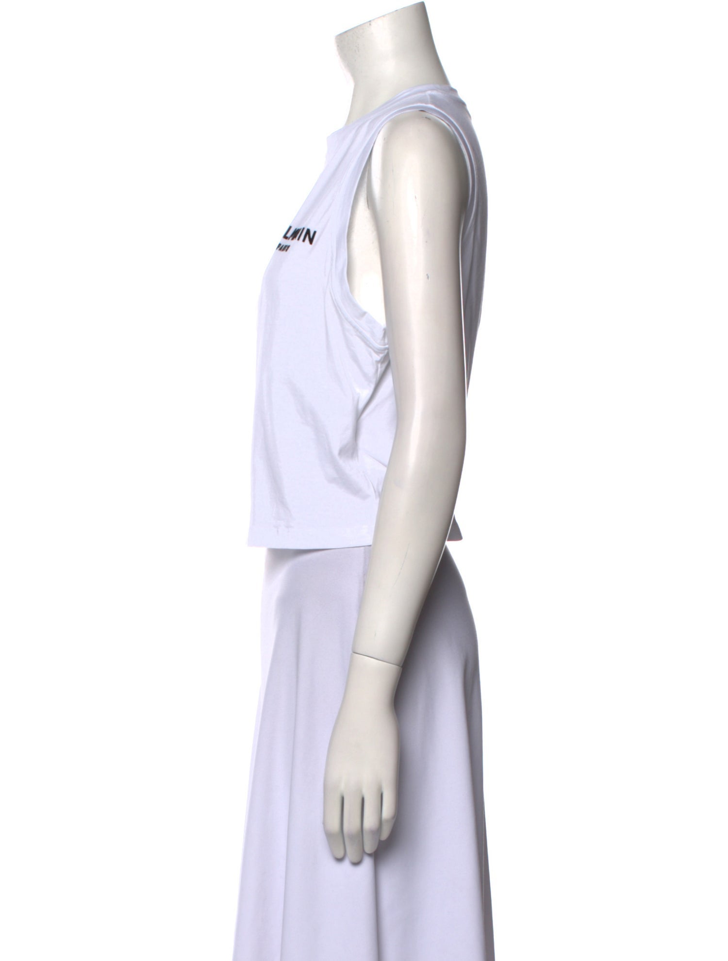 Balmain Graphic Print Crew Neck Crop Top