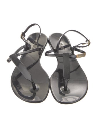 Balmain Rubber T-Strap Sandals