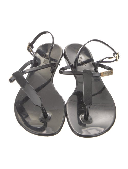 Balmain Rubber T-Strap Sandals