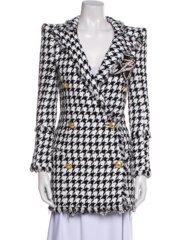 Balmain Coats Houndstooth Print Peacoat Us2, Fr34 | XS