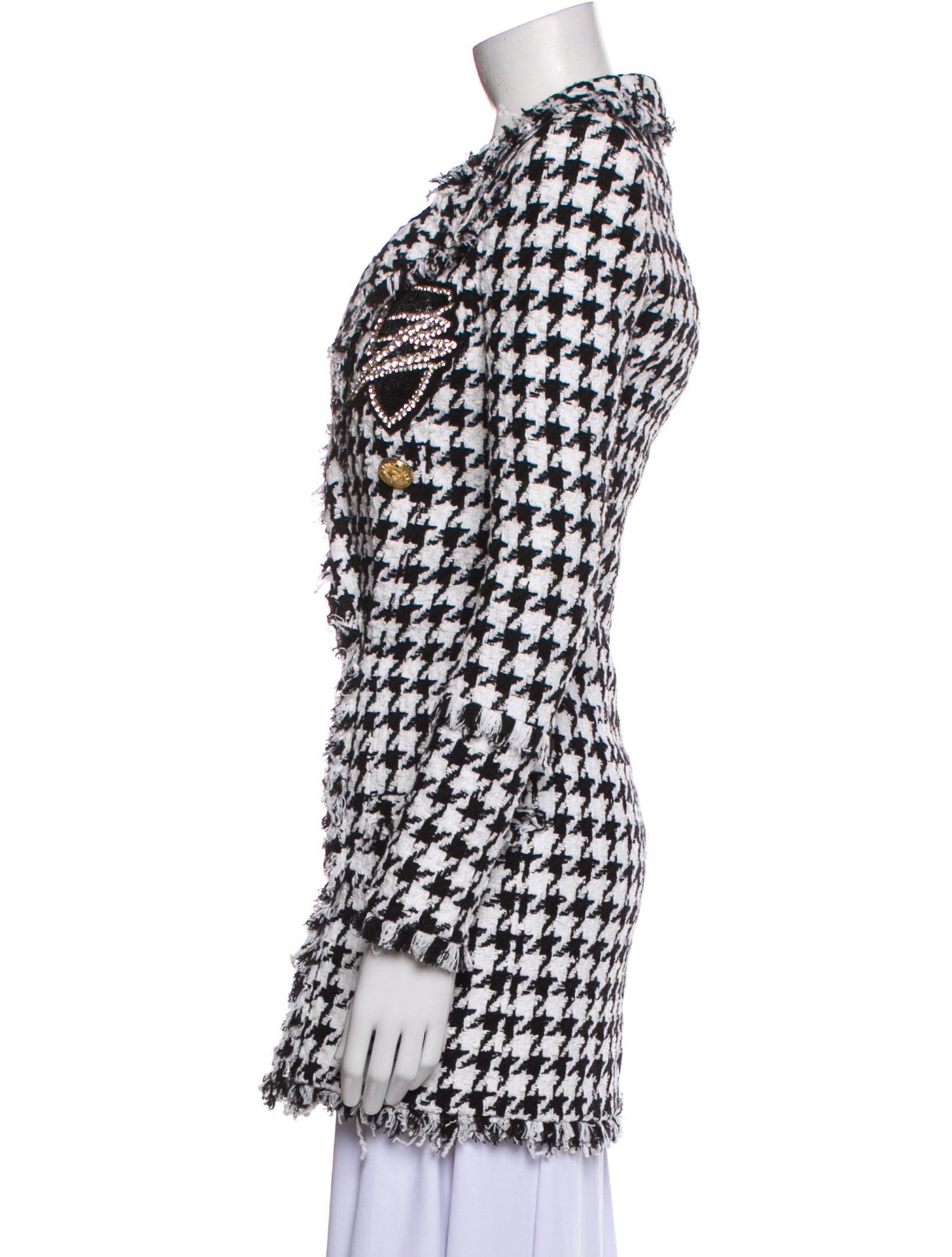 Balmain Houndstooth Print Peacoat