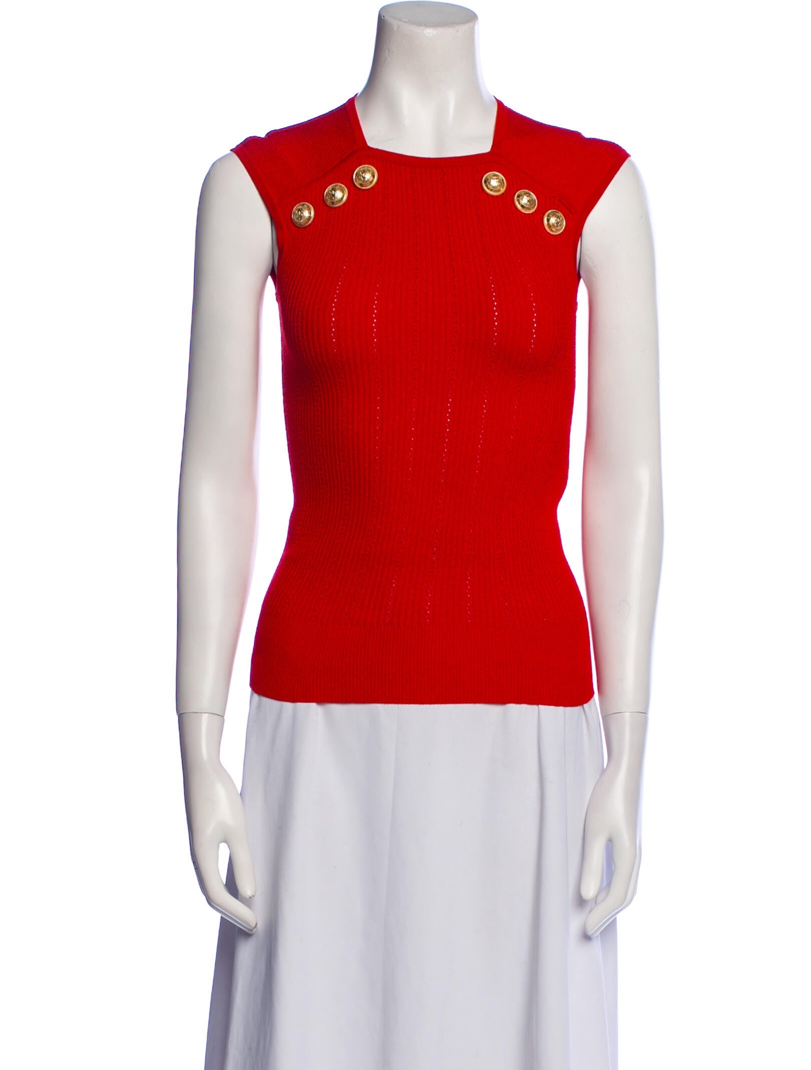 Balmain Crew Neck Sleeveless Top