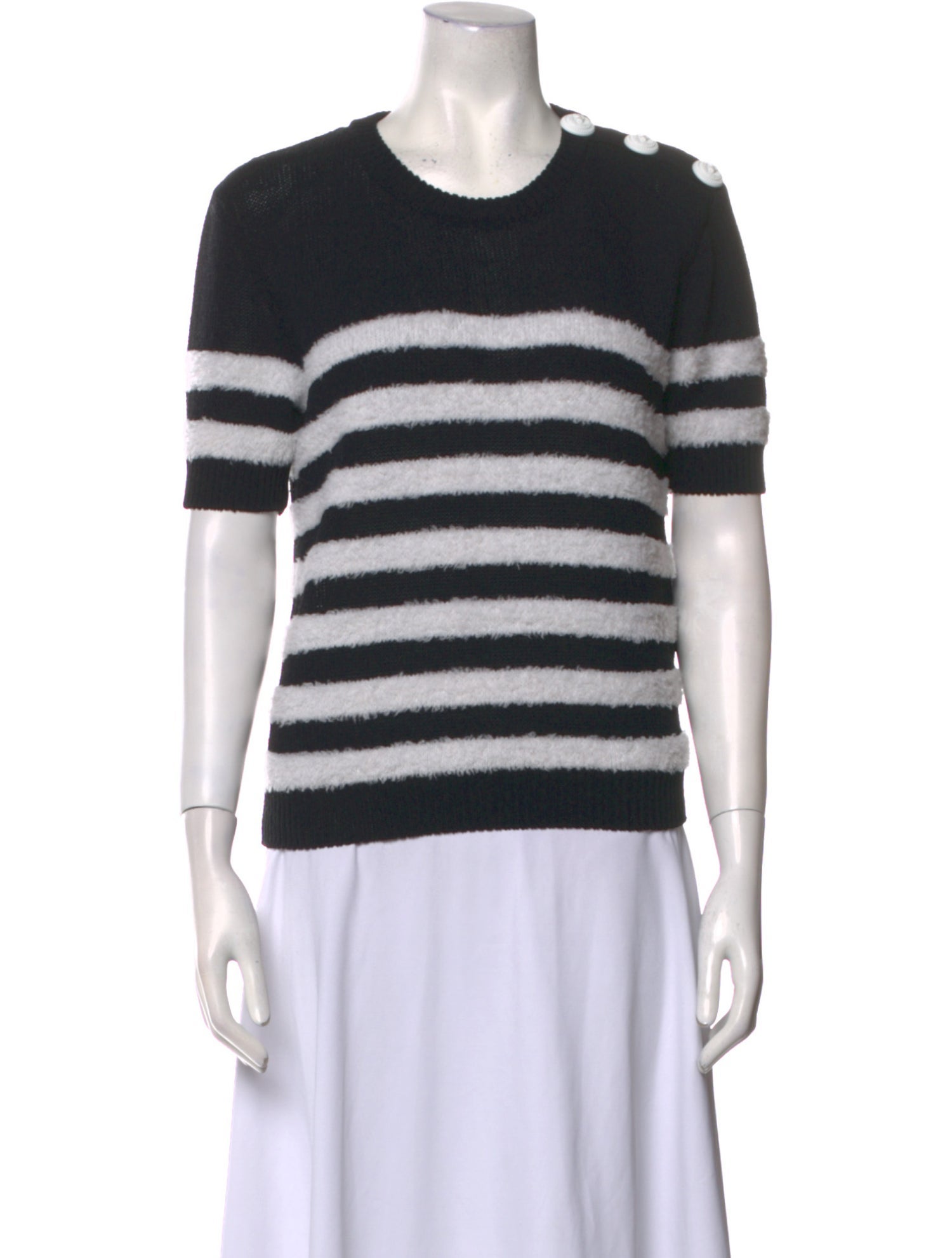 Balmain Striped Crew Neck T-Shirt w/ Tags