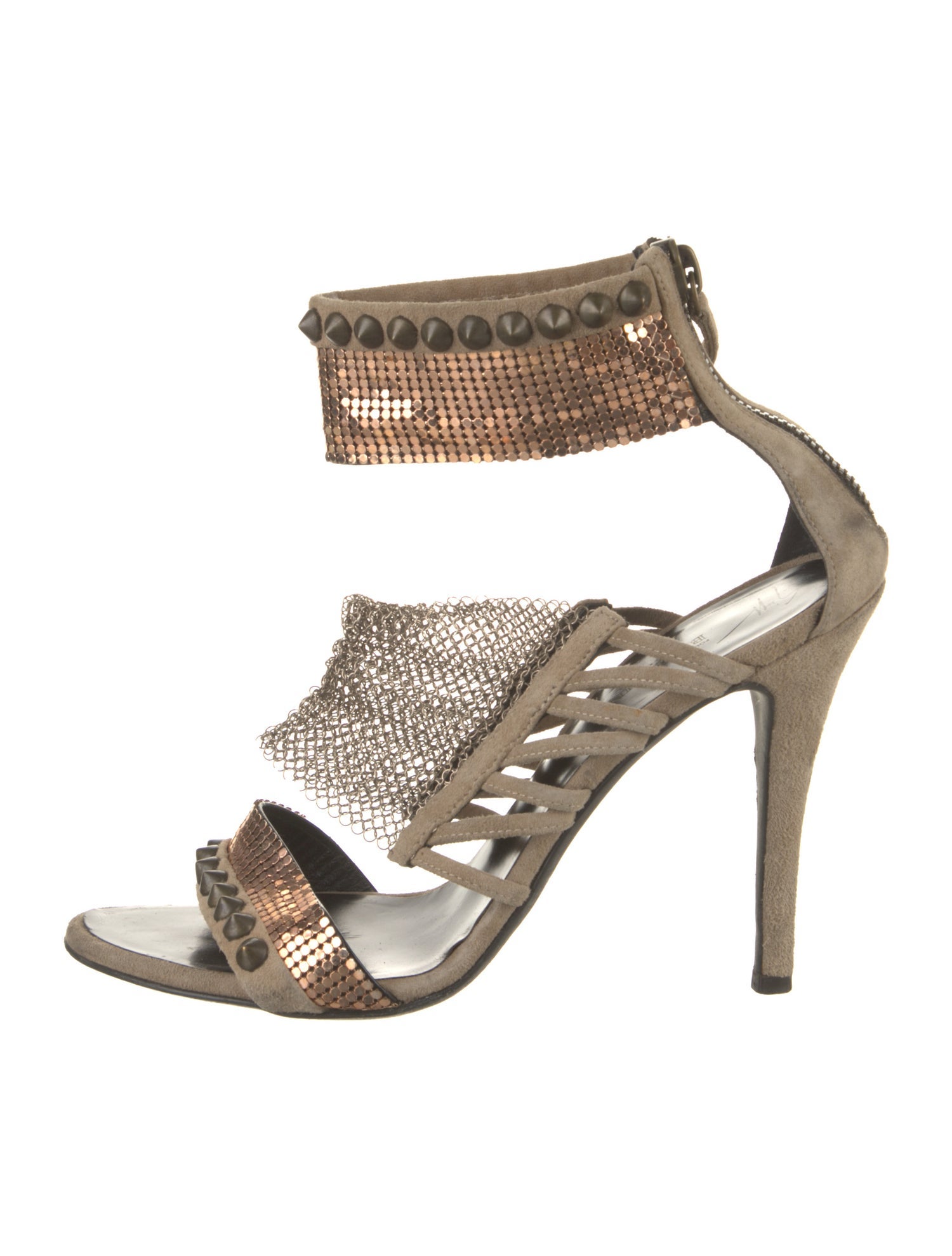 Balmain Suede Chain-Link Accents Sandals
