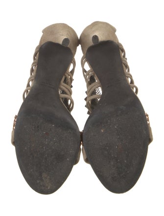 Balmain Suede Chain-Link Accents Sandals