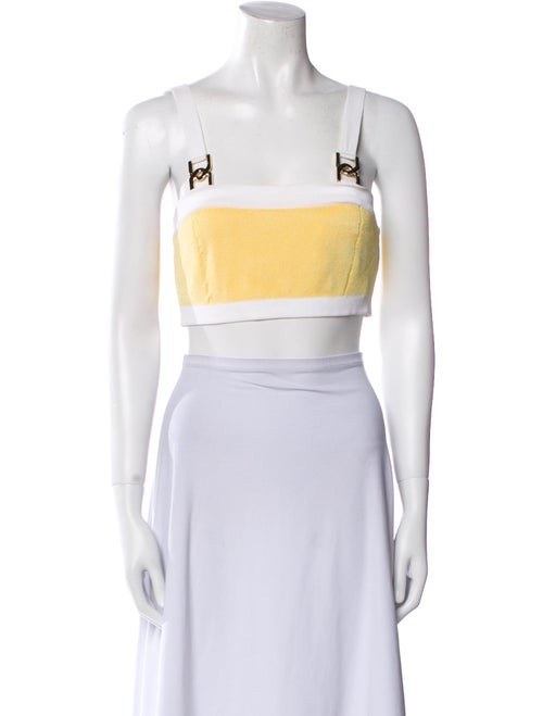 Balmain Colorblock Pattern Square Neckline Crop Top