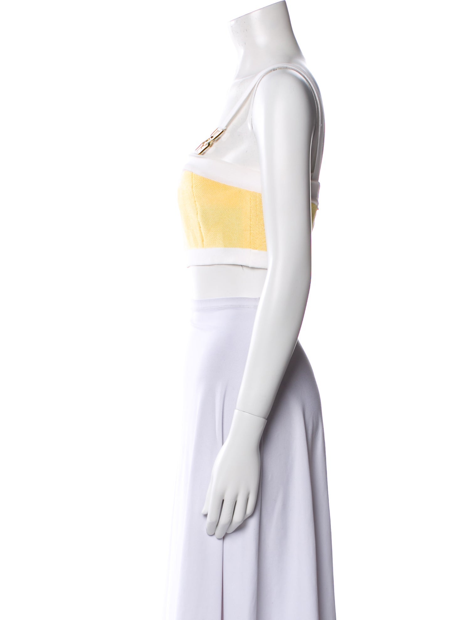 Balmain Colorblock Pattern Square Neckline Crop Top