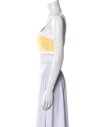 Balmain Colorblock Pattern Square Neckline Crop Top