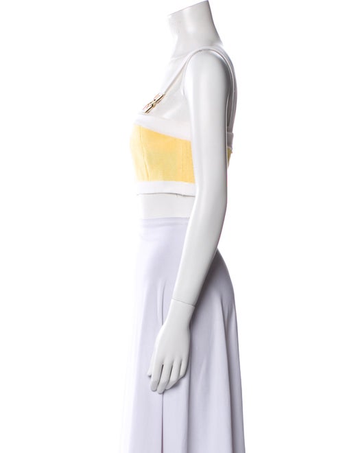 Balmain Colorblock Pattern Square Neckline Crop Top