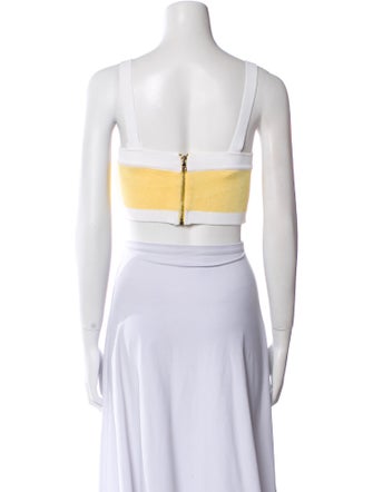 Balmain Colorblock Pattern Square Neckline Crop Top