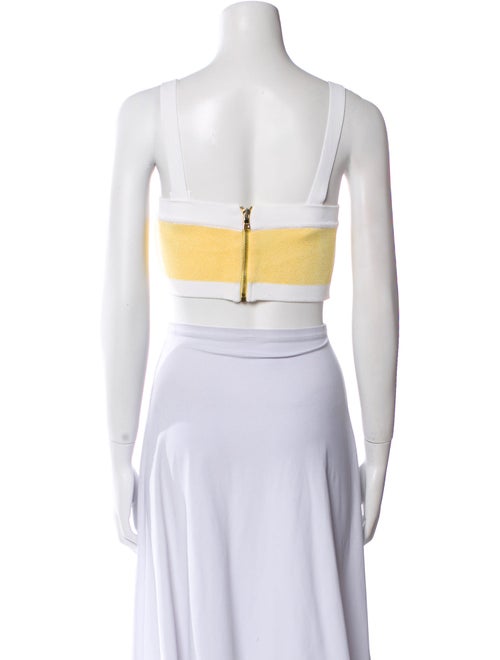 Balmain Colorblock Pattern Square Neckline Crop Top