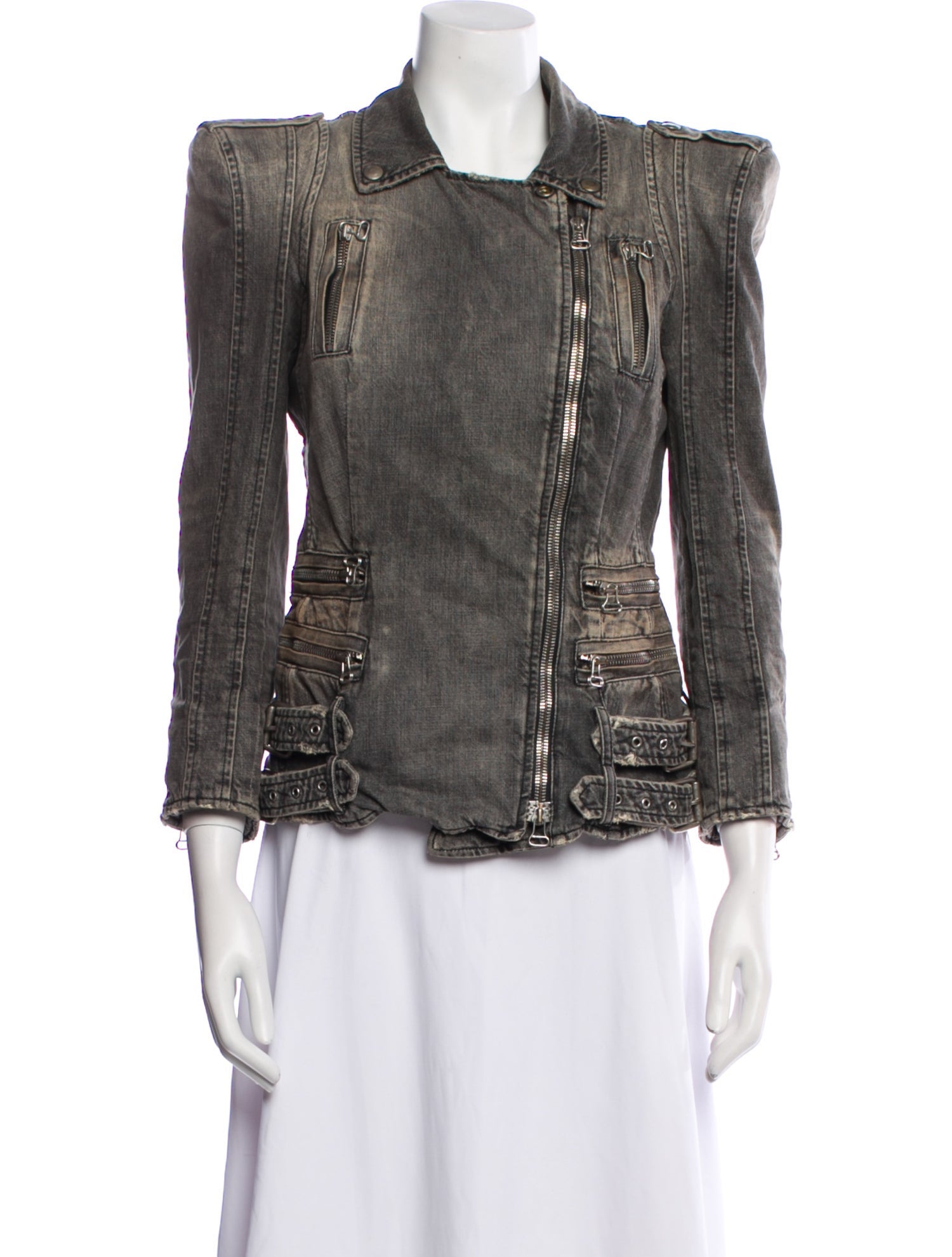 Balmain Padded Biker Denim Jacket