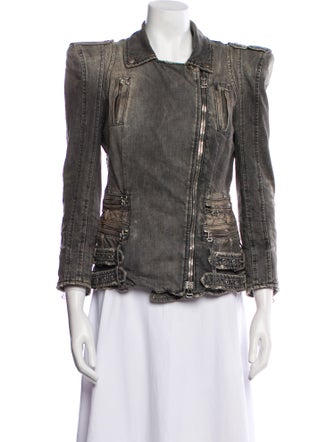Balmain Padded Biker Denim Jacket