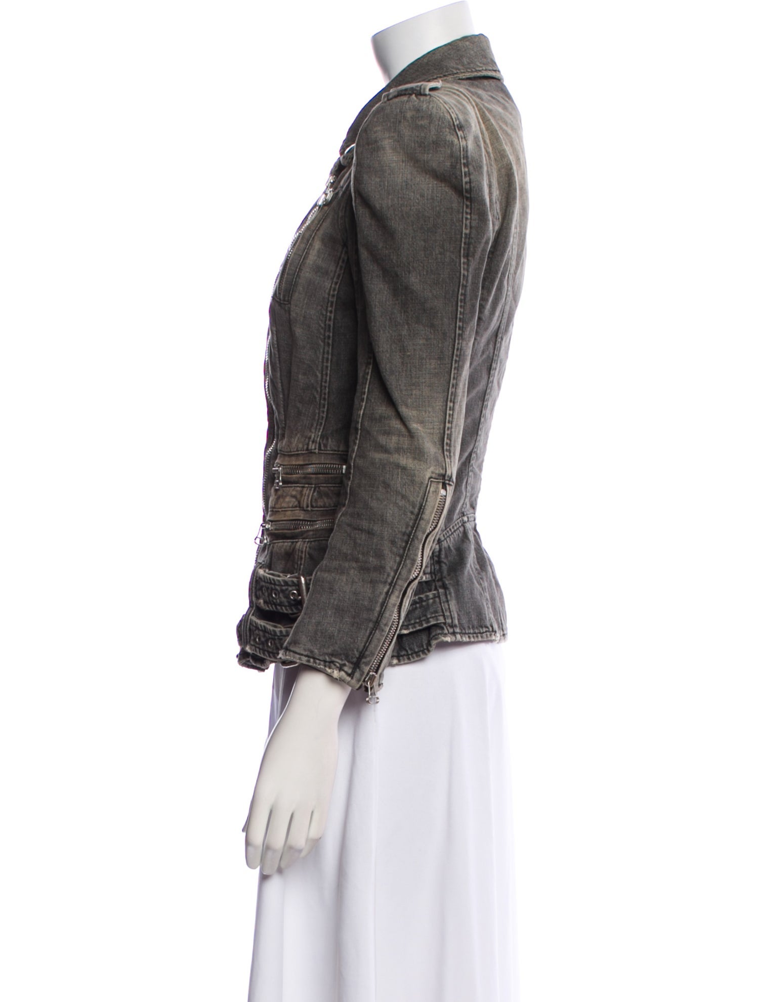 Balmain Padded Biker Denim Jacket