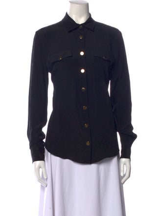 Balmain Silk Long Sleeve Button-Up Top