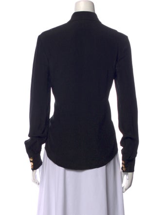 Balmain Silk Long Sleeve Button-Up Top