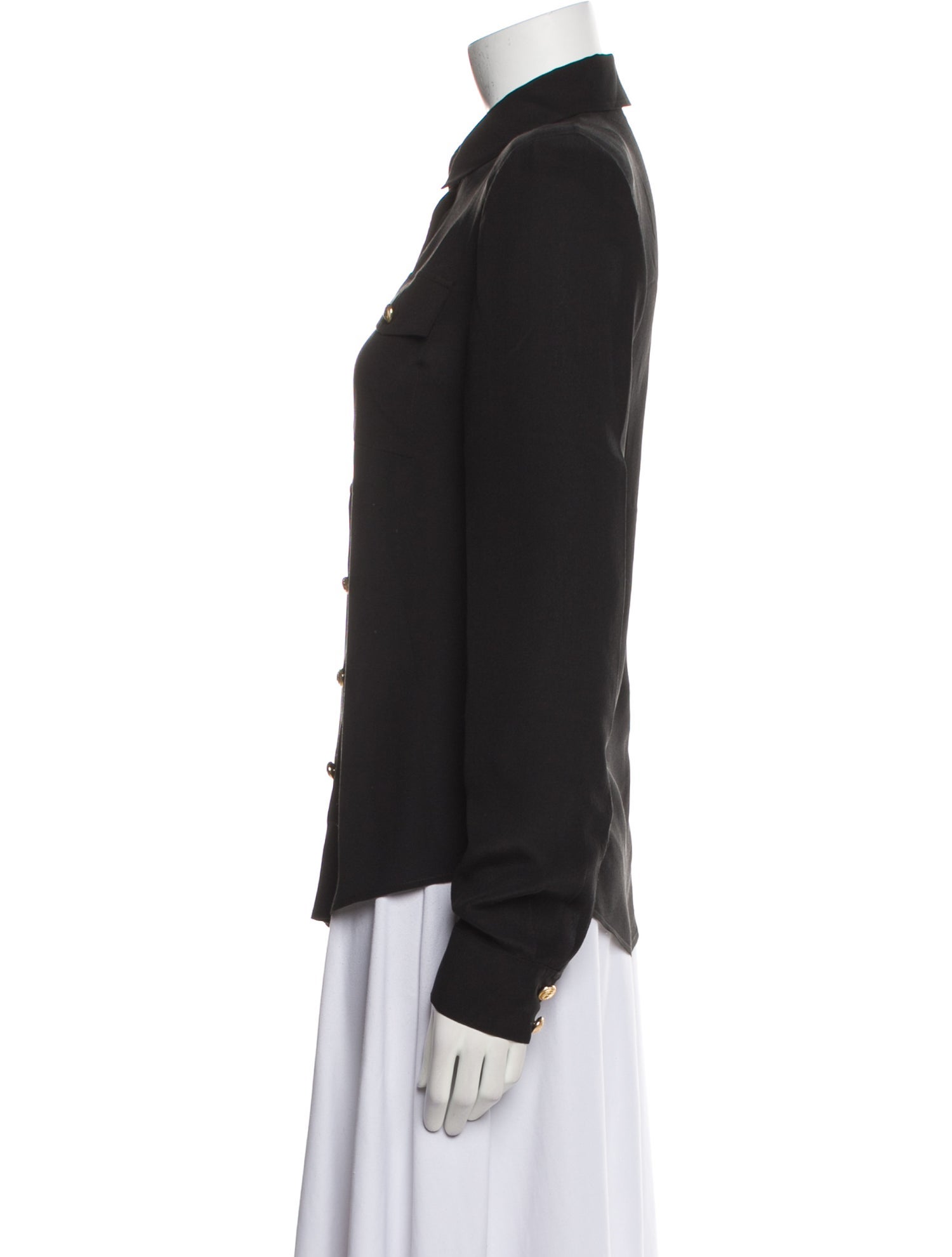 Balmain Silk Long Sleeve Button-Up Top