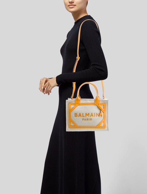 Balmain Canvas Top Handle Bag