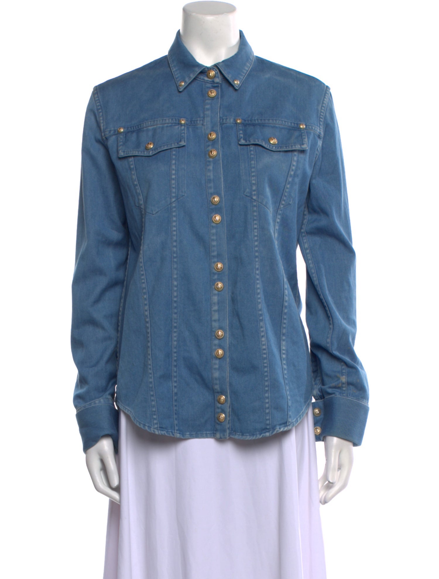 Balmain Long Sleeve Button-Up Top