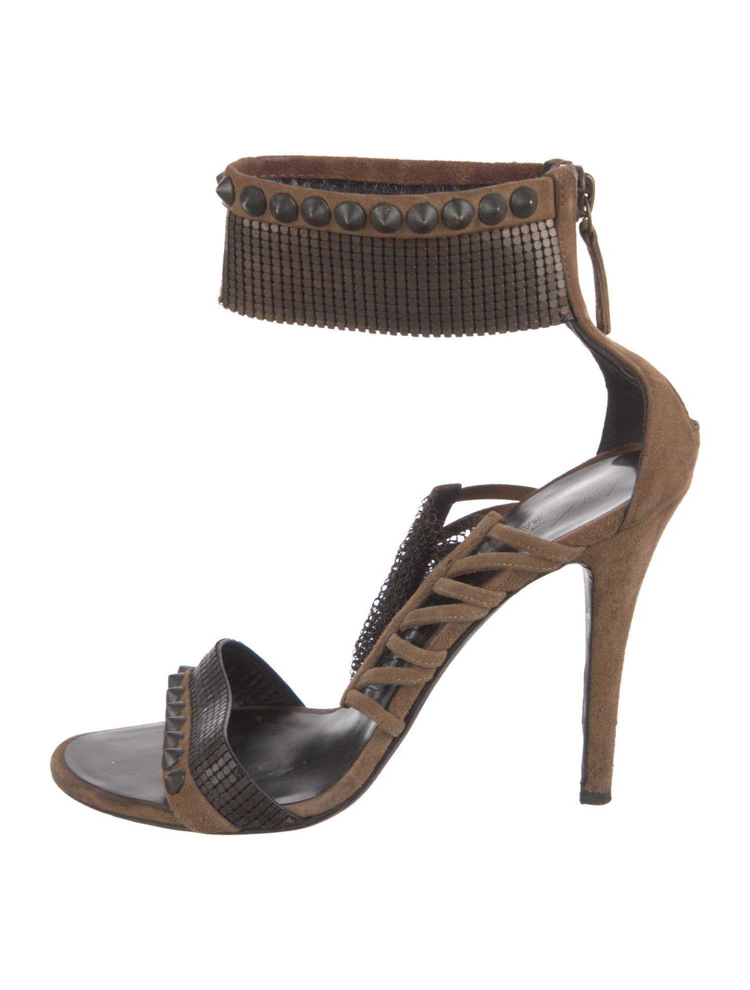 Balmain Suede Studded Accents Sandals