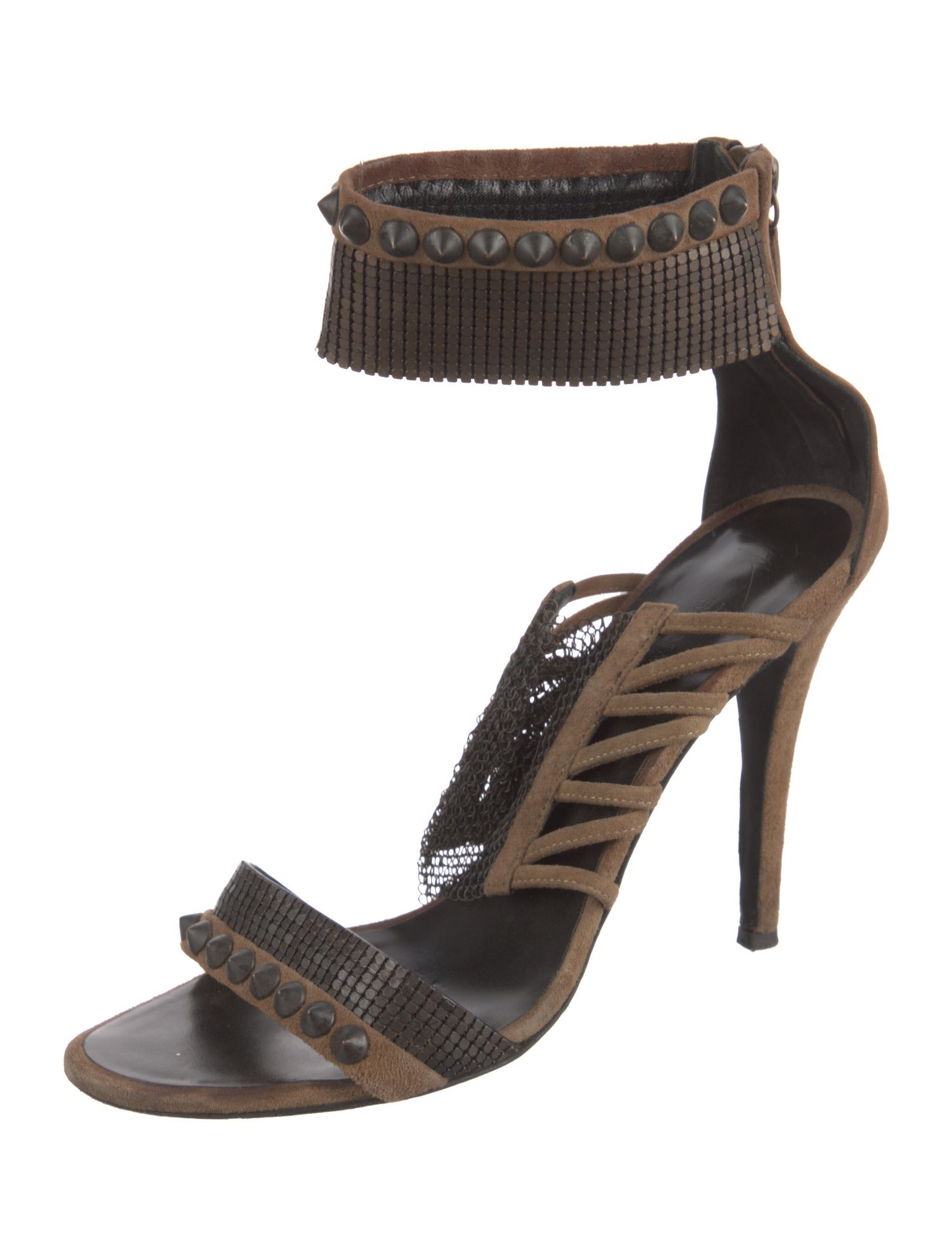 Balmain Suede Studded Accents Sandals