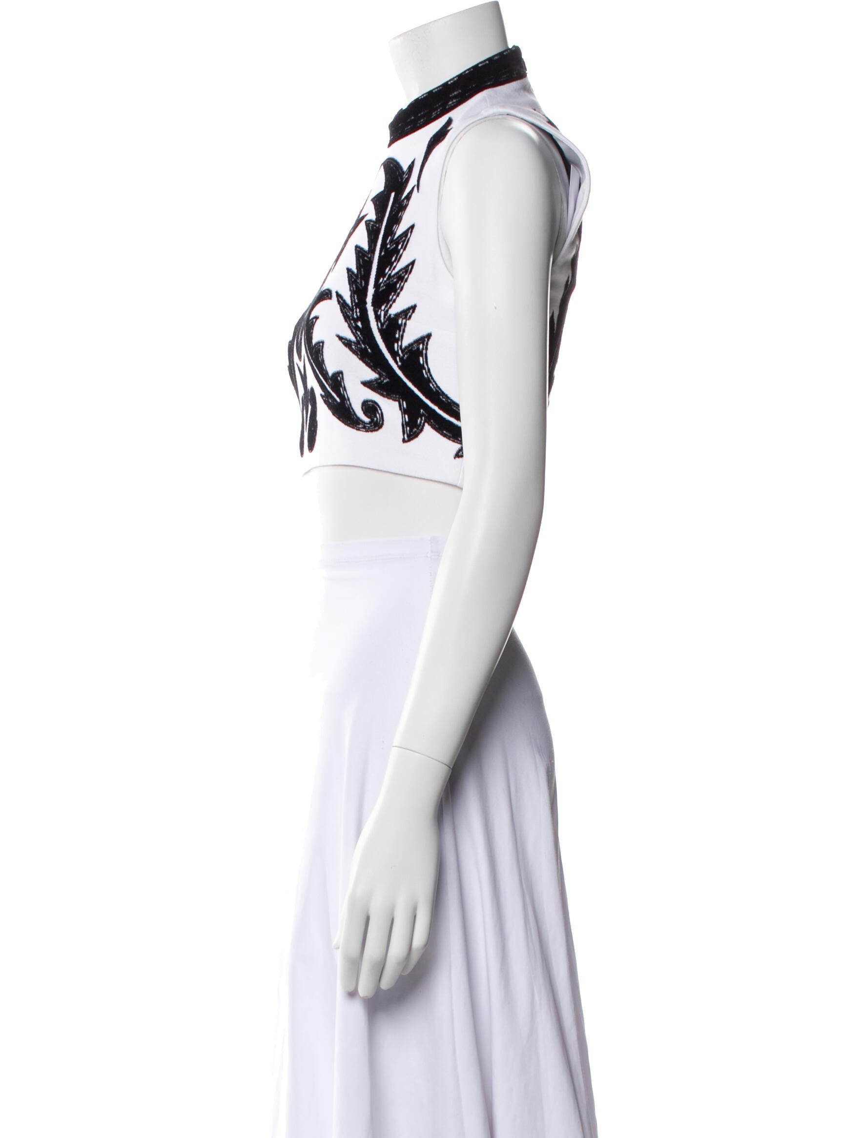 Balmain Printed Mock Neck Crop Top