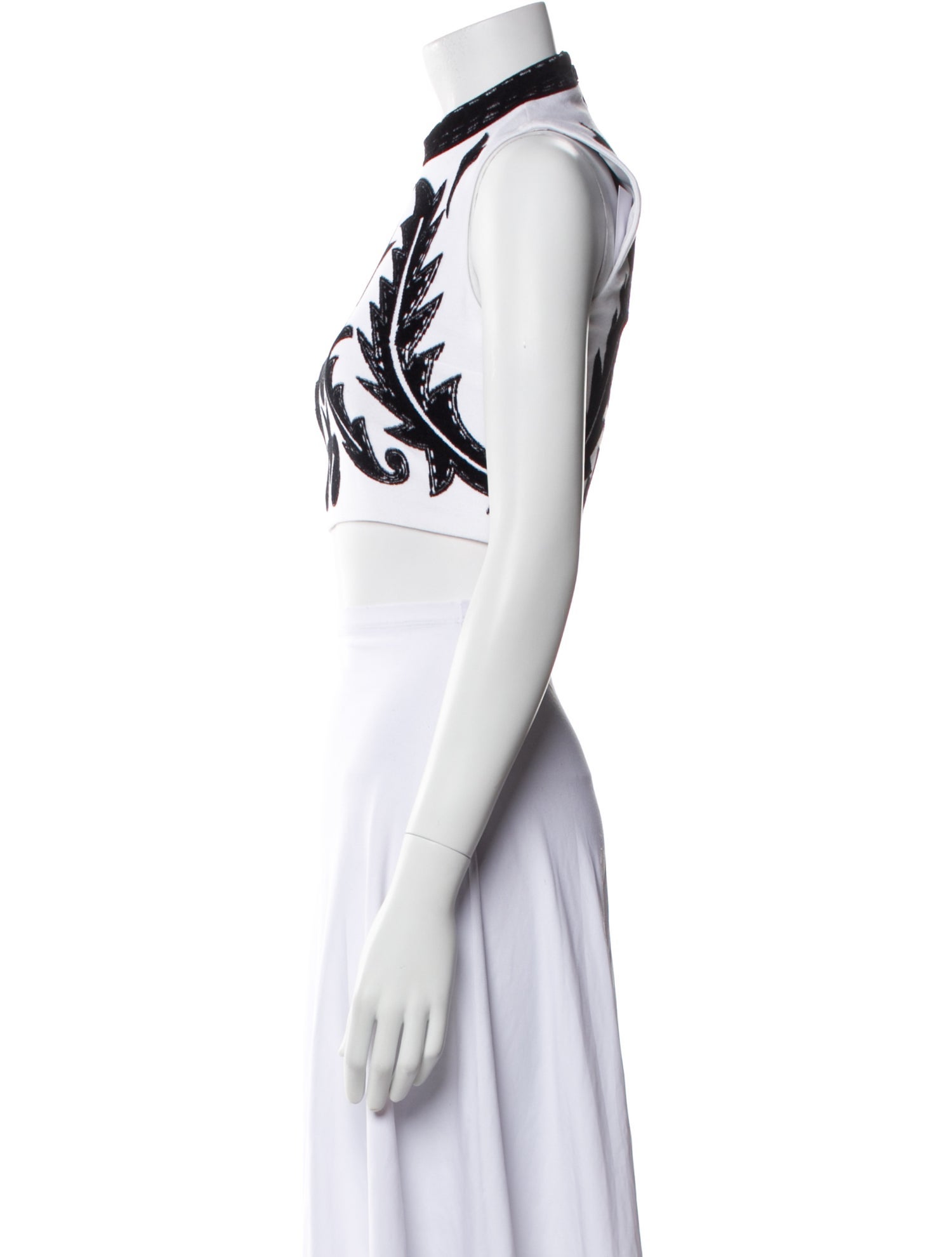 Balmain Printed Mock Neck Crop Top