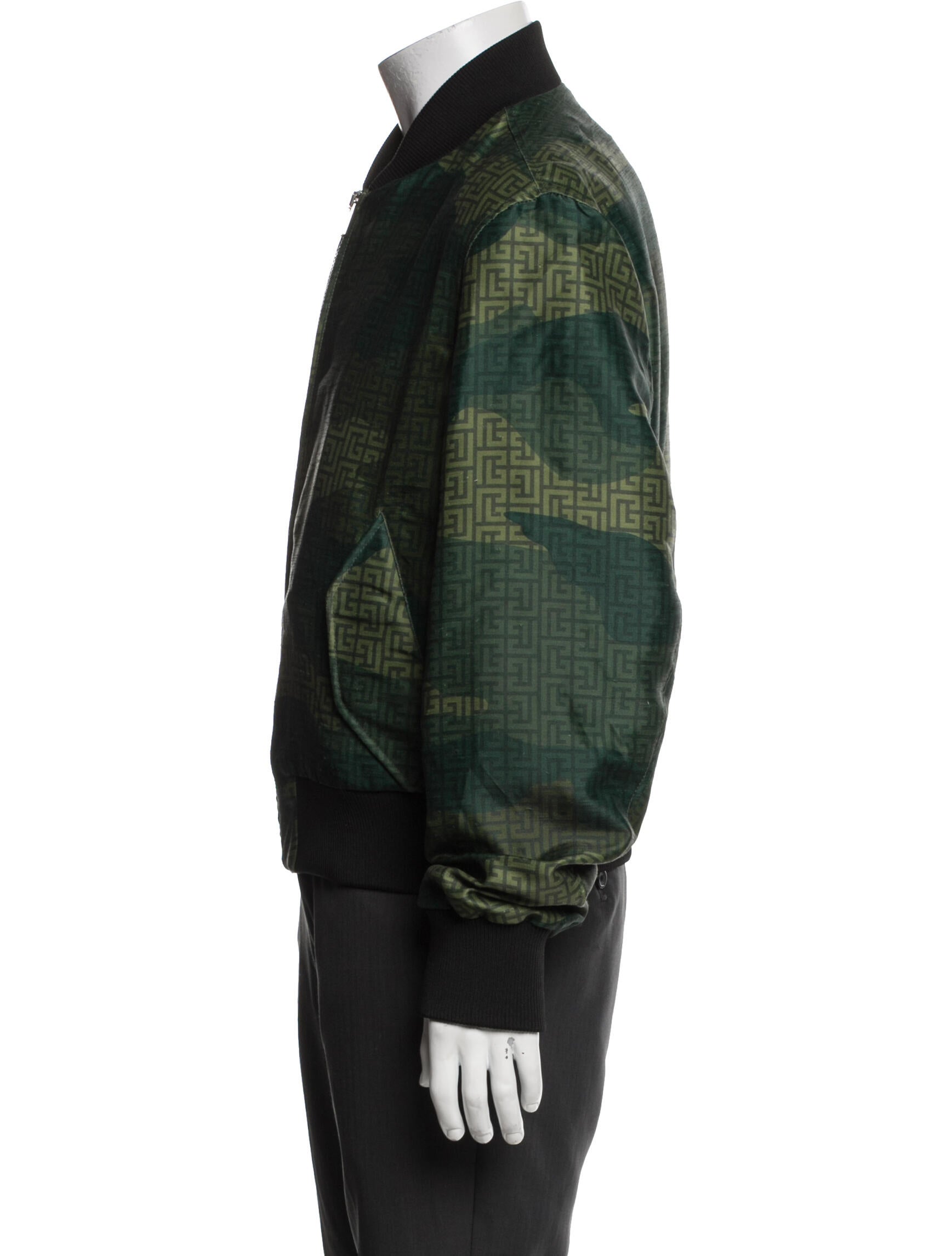 Balmain Camouflage Print Bomber Jacket w/ Tags