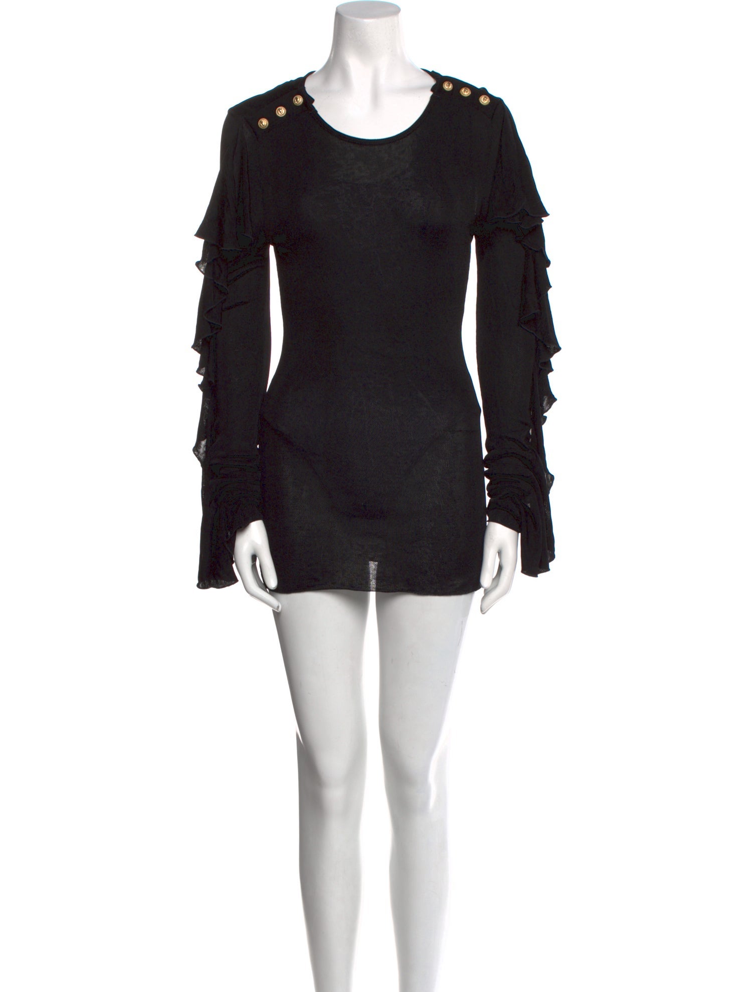 Balmain Scoop Neck Long Sleeve Bodysuit