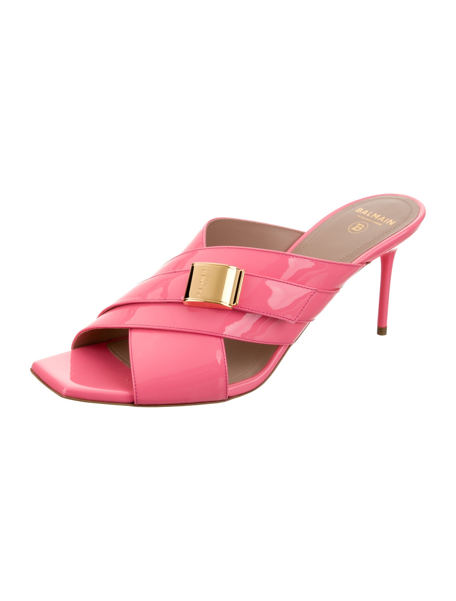 Balmain Patent Leather Printed Slides