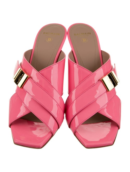 Balmain Patent Leather Printed Slides