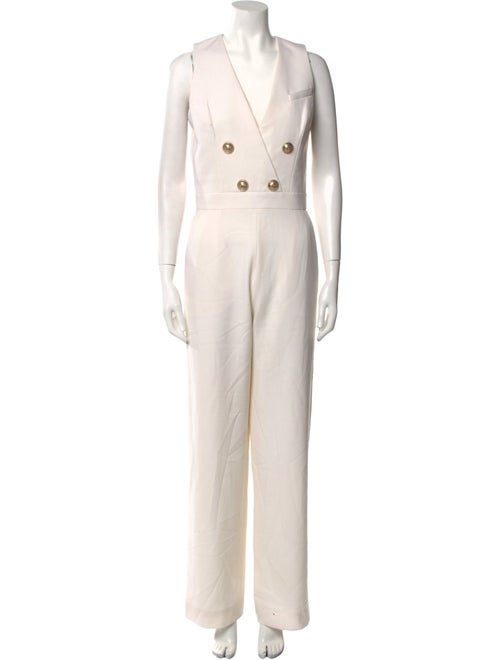Balmain Wool Plunge Neckline Jumpsuit
