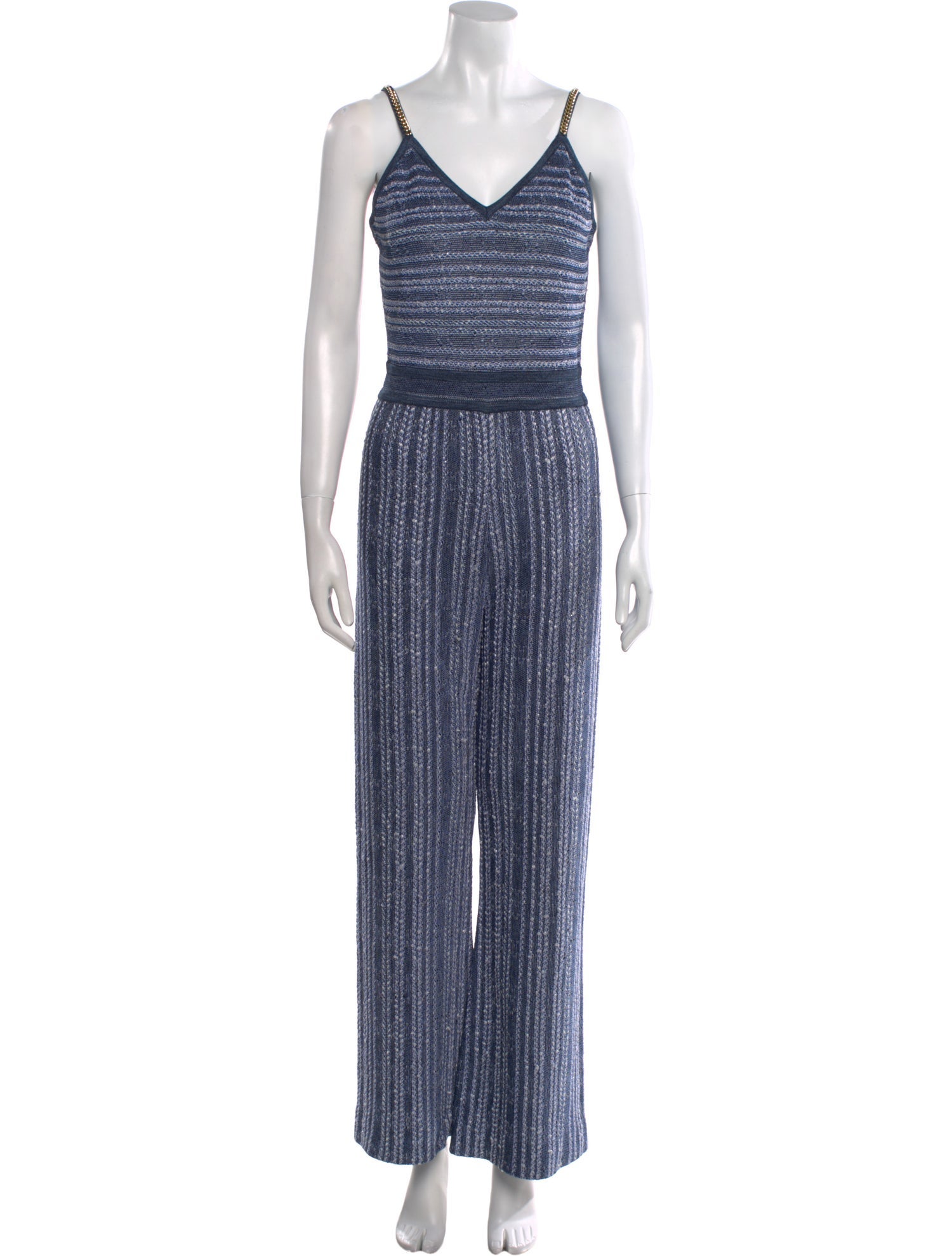 Balmain Striped V-Neck Jumpsuit