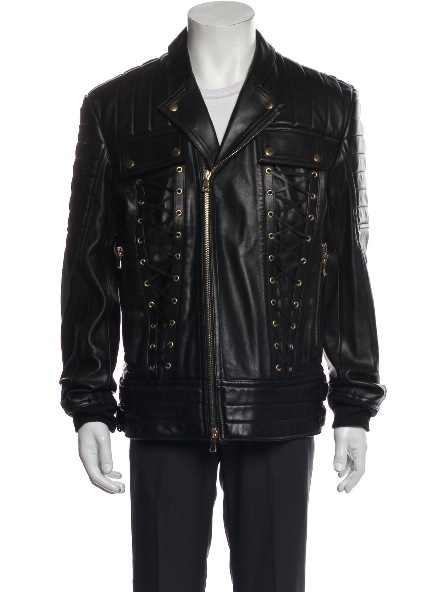 Balmain Lamb Leather Moto Jacket