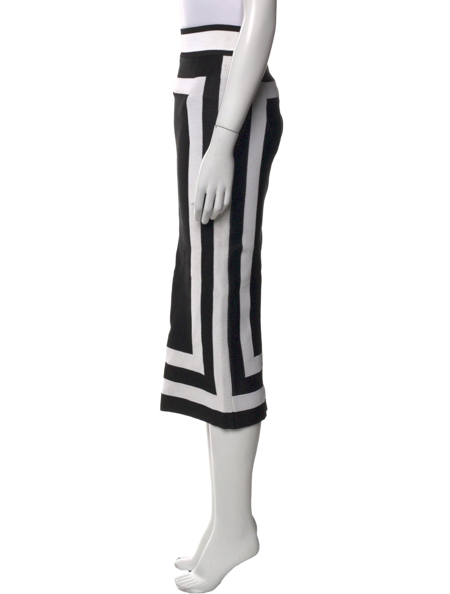 Balmain Striped Midi Length Skirt