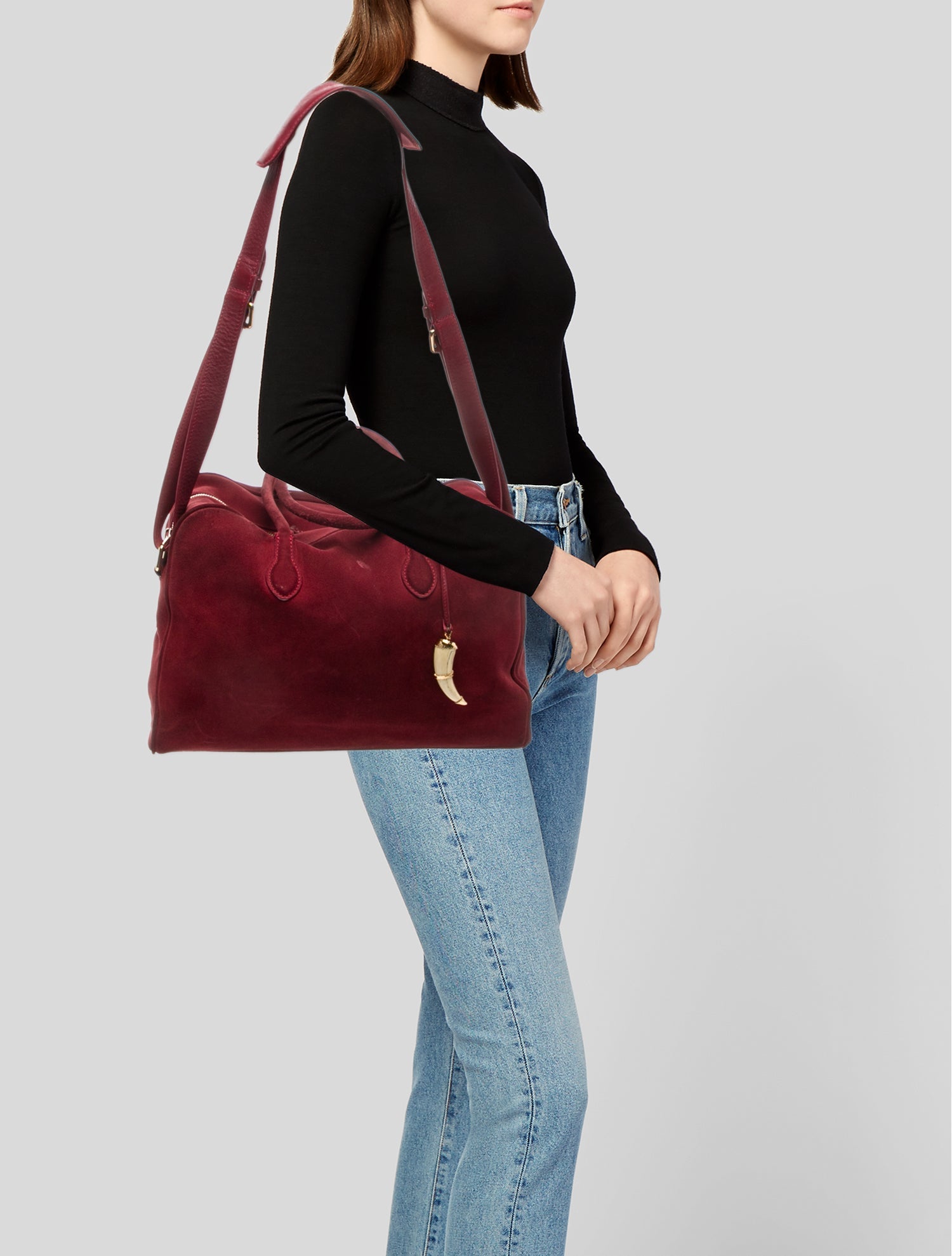 Balmain Suede Shoulder Bag Medium Vintage