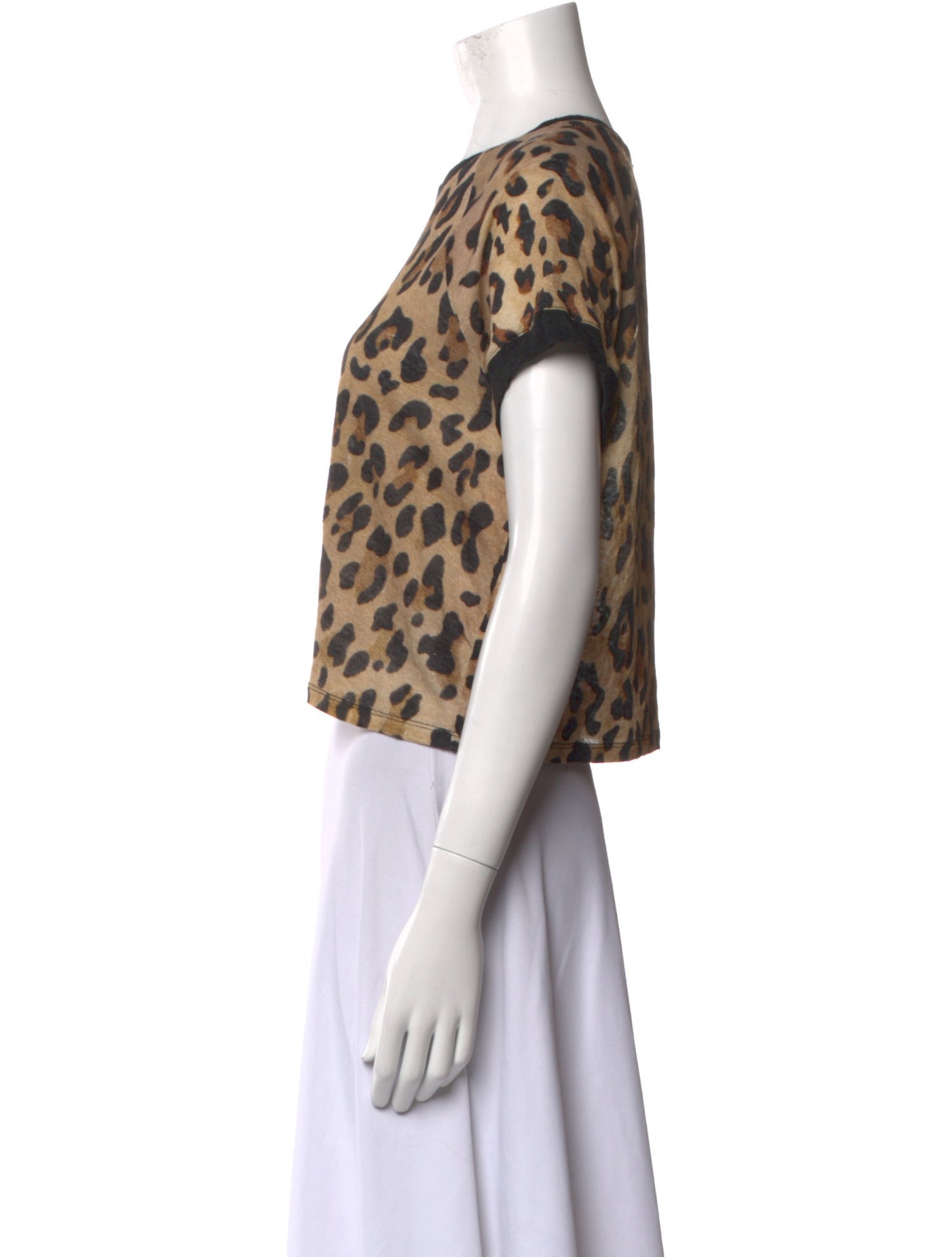 Balmain Linen Animal Print Crop Top