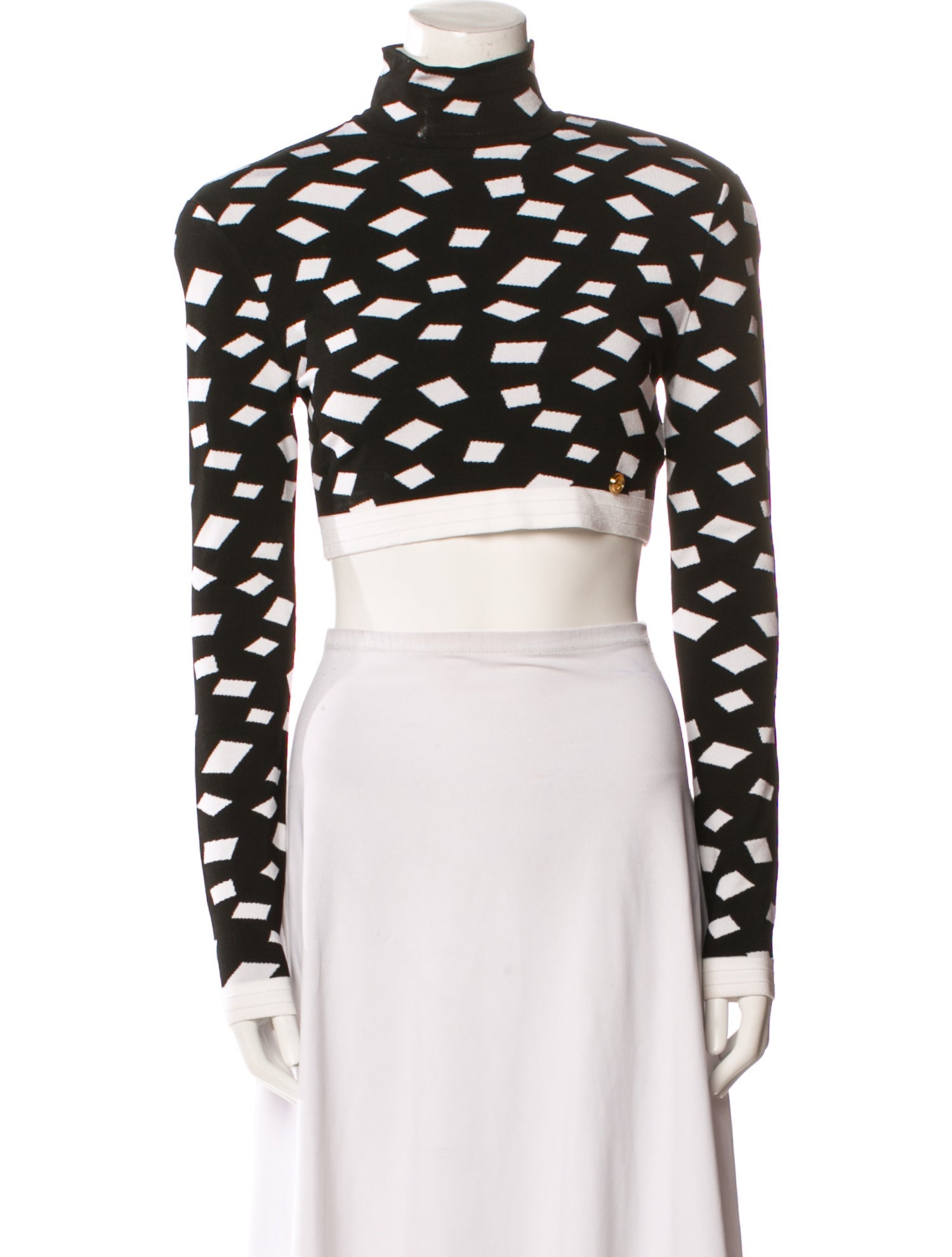 Balmain Turtleneck Long Sleeve Crop Top