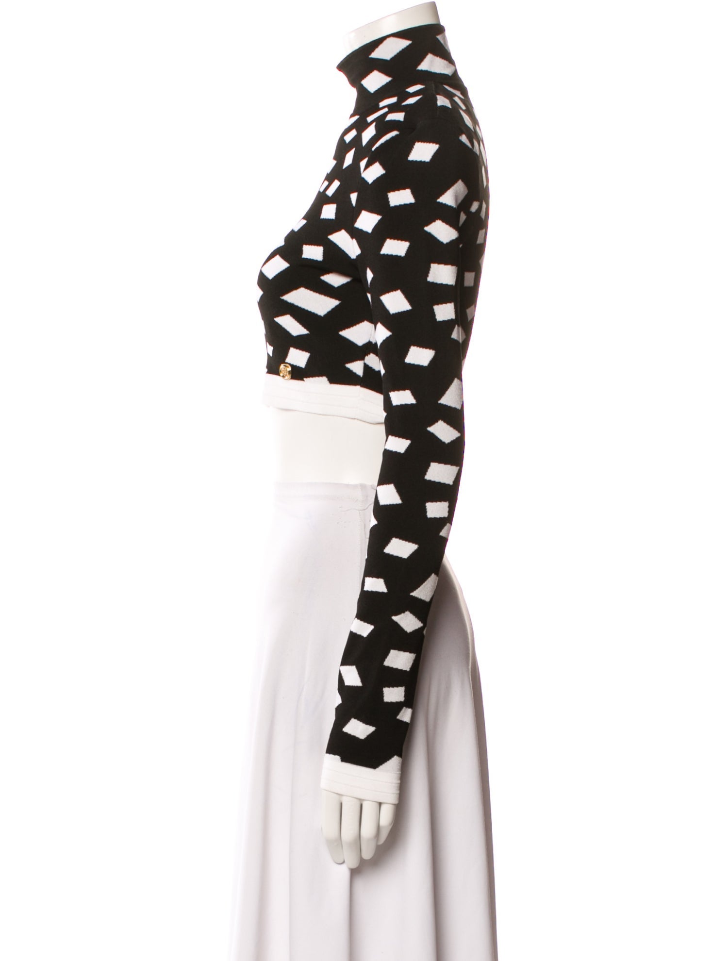 Balmain Turtleneck Long Sleeve Crop Top