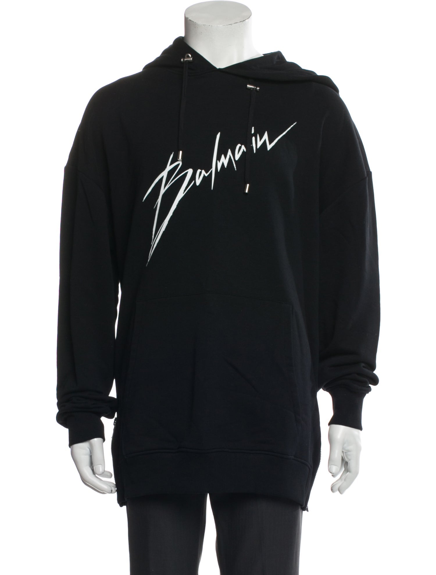 Balmain Graphic Print Mock Neck Hoodie