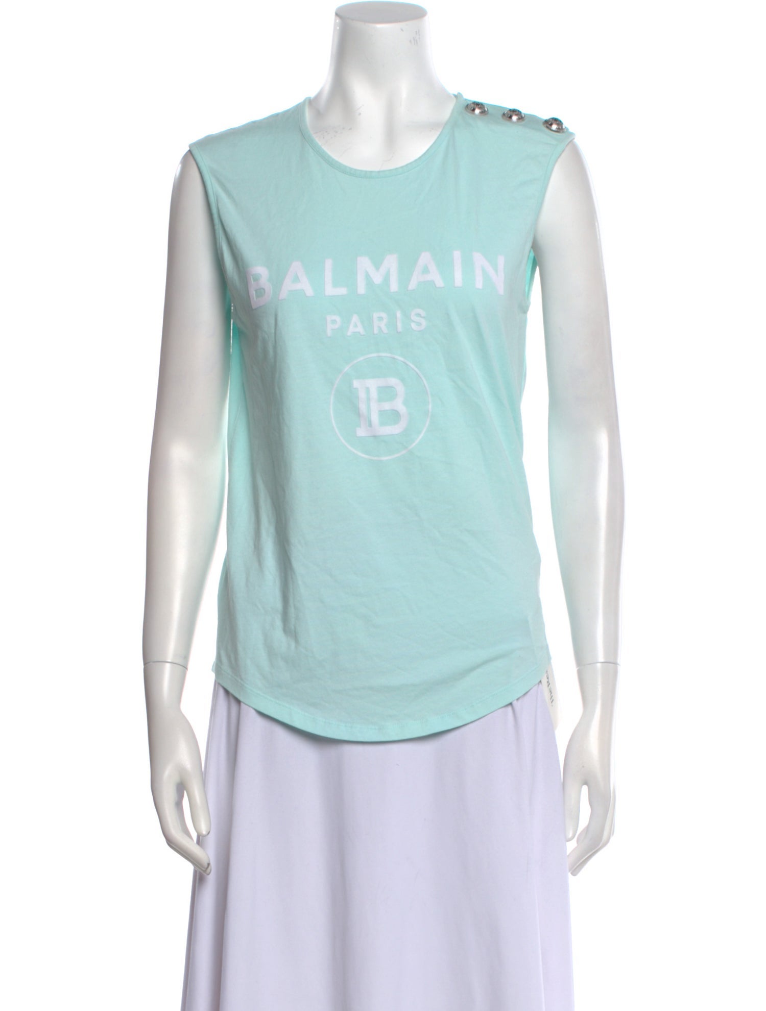 Balmain Graphic Print Crew Neck Top