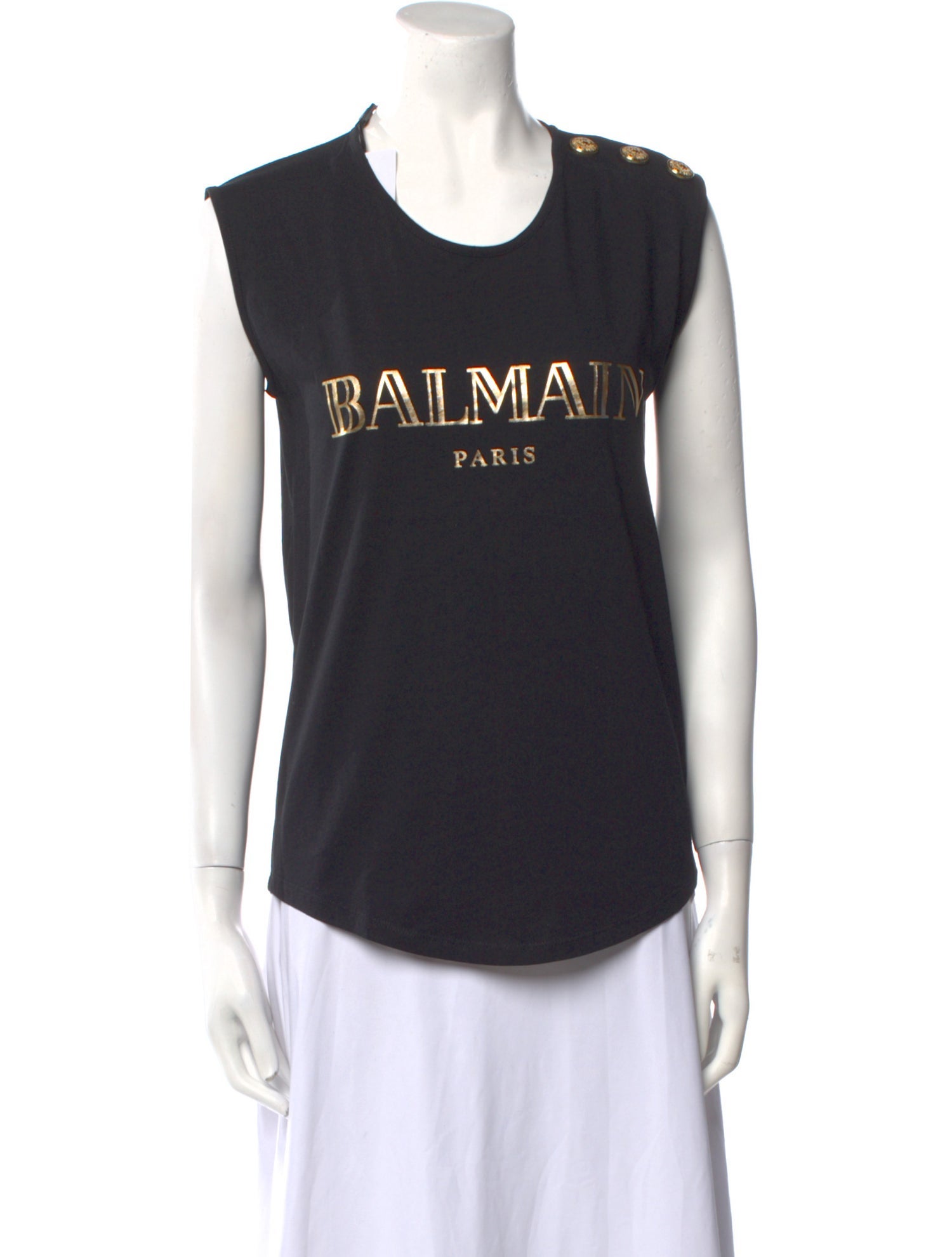 Balmain Graphic Print Scoop Neck T-Shirt w/ Tags