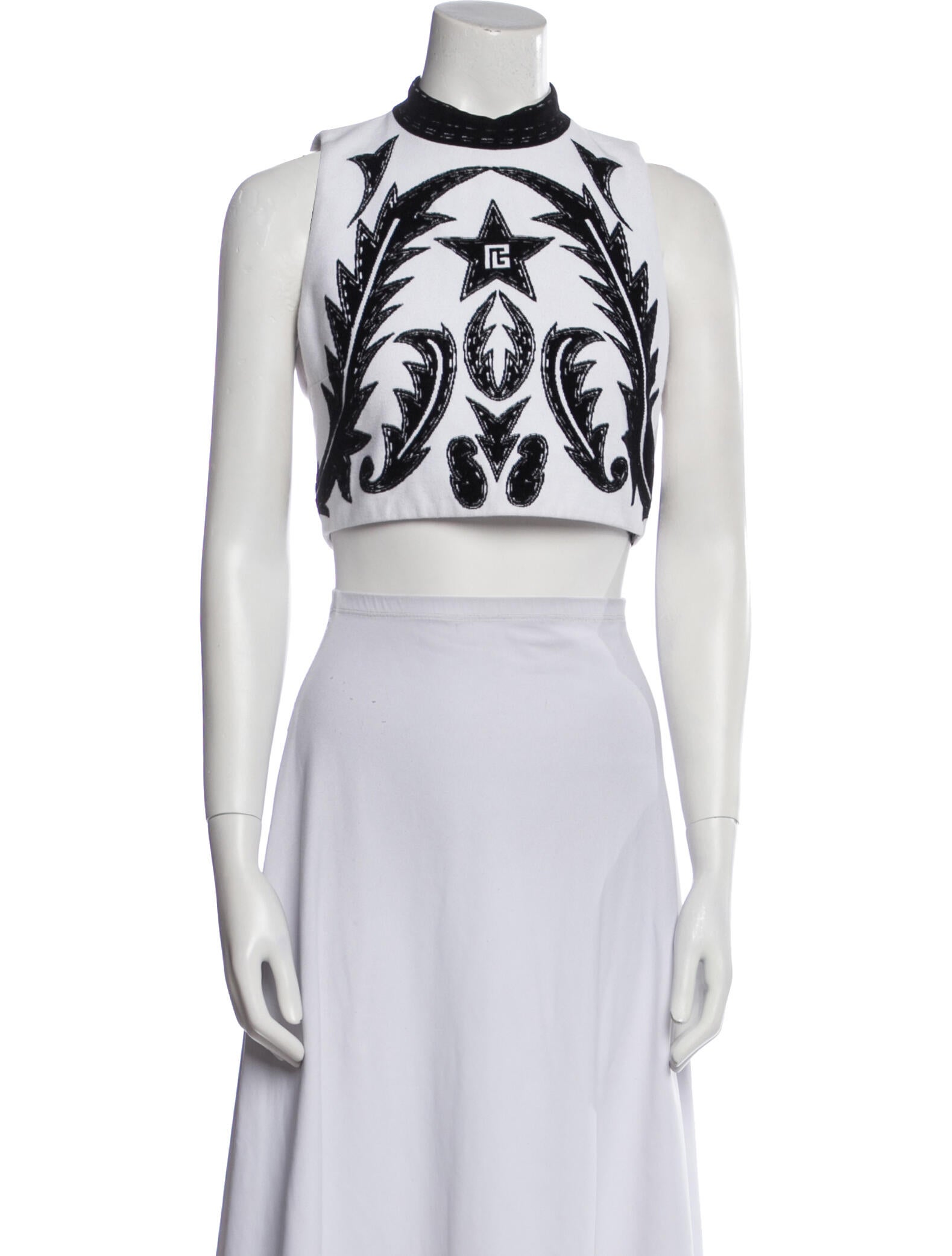 Balmain Wool Printed Crop Top