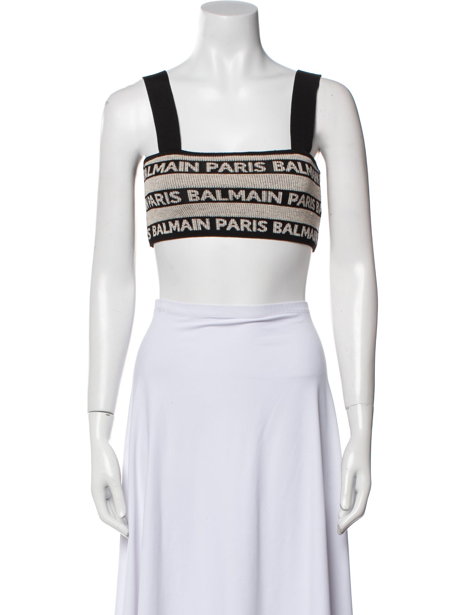 Balmain Printed Square Neckline Crop Top