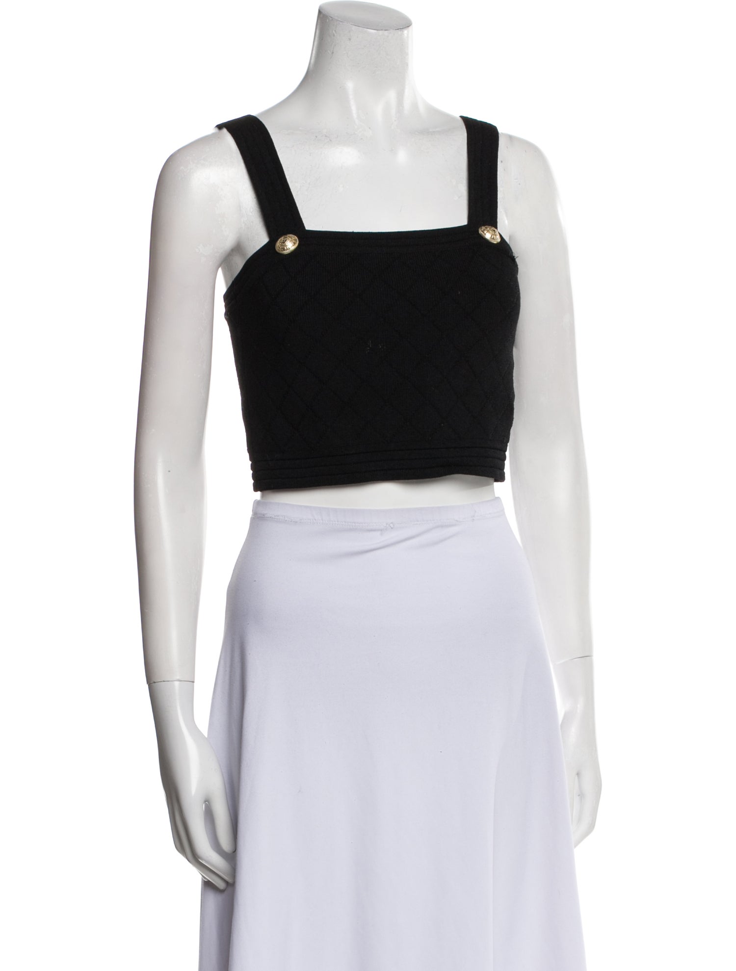Balmain Square Neckline Sleeveless Crop Top