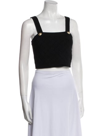 Balmain Square Neckline Sleeveless Crop Top