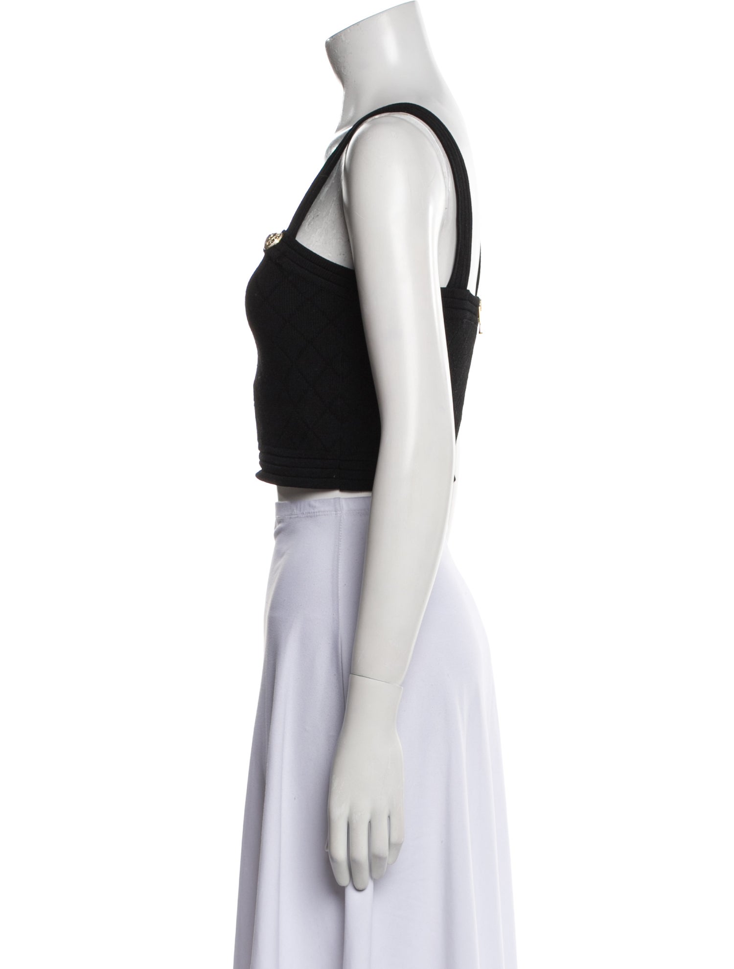 Balmain Square Neckline Sleeveless Crop Top