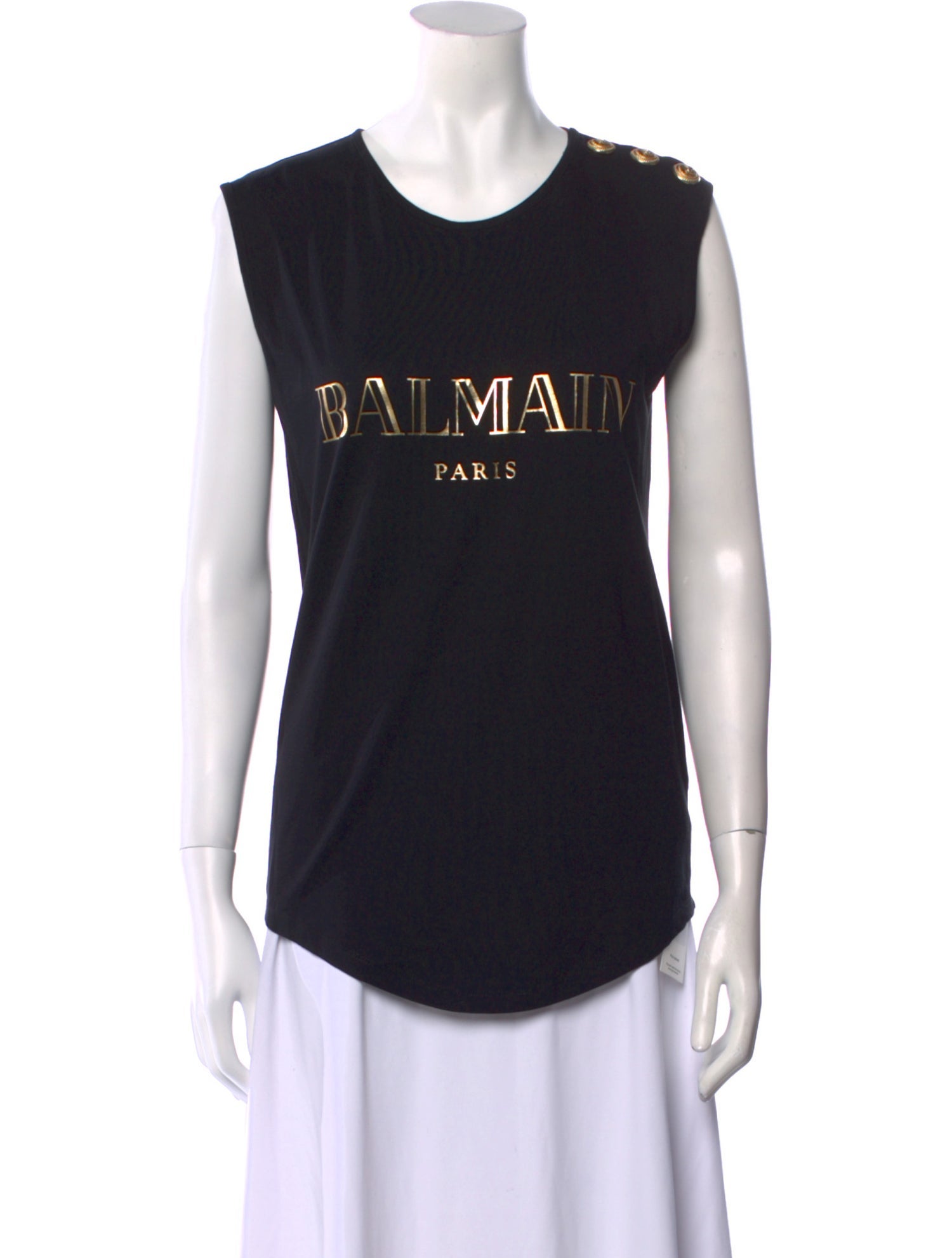 Balmain Graphic Print Scoop Neck Top