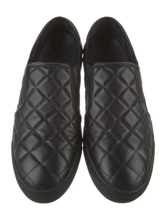 Balmain Quilted Pattern Leather Loafers
