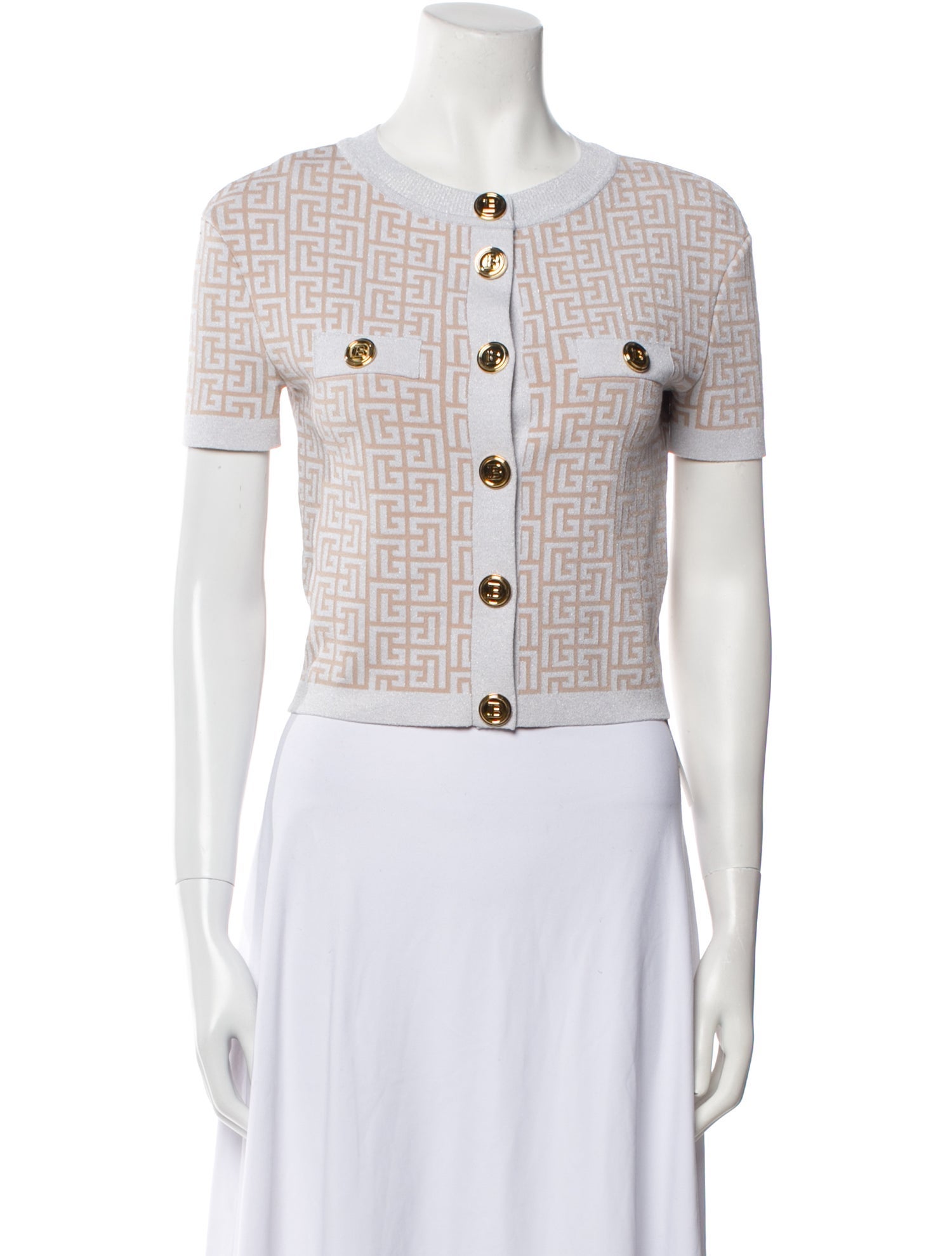 Balmain Printed Crew Neck Sweater